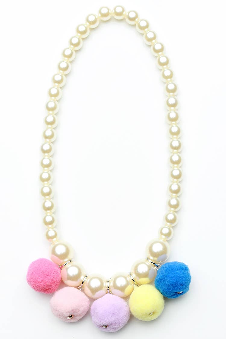 Multi Colored  Pom Pom Necklace