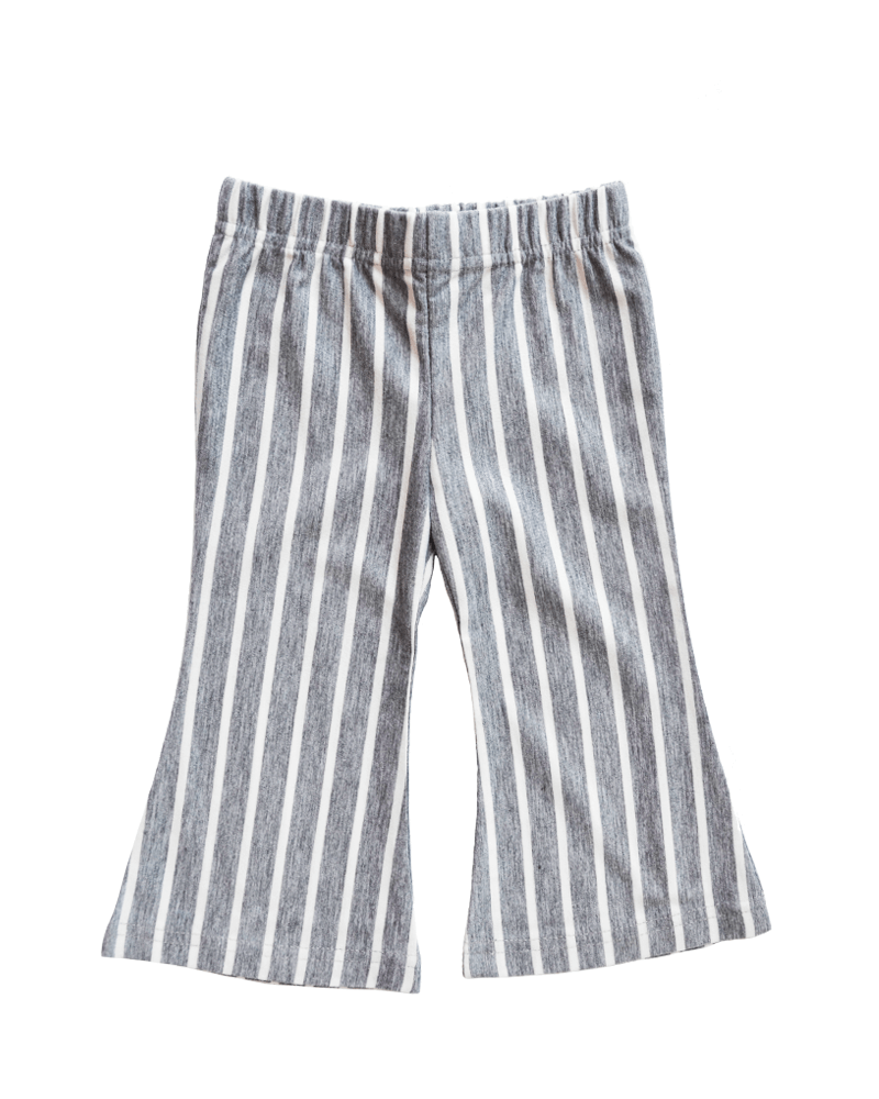 BOHO BELL BOTTOMS - GRAY & WHITE STRIPE