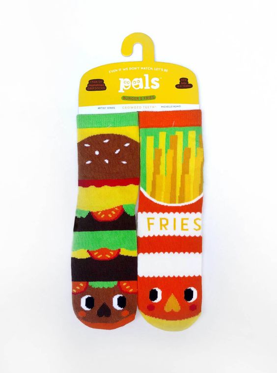 Burger and Fries - Kids mismatched socks