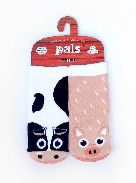 Cow & Pig - Toddler mismatched socks